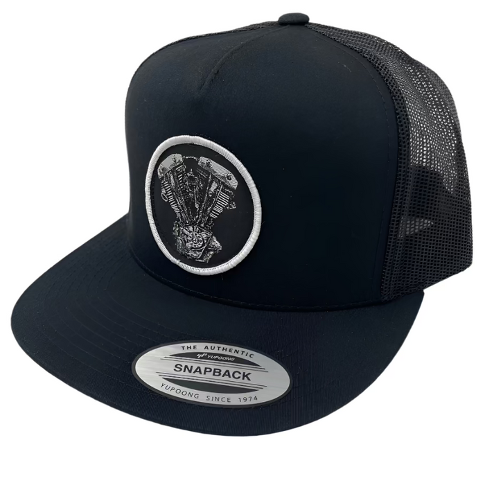 Embroidered Alternator Shovelhead Patch Hat- Black