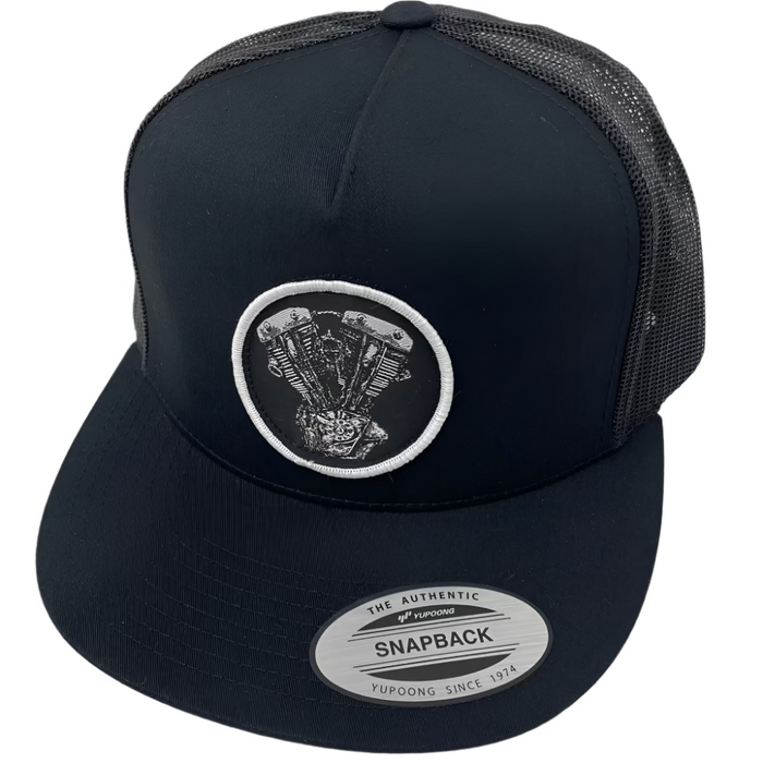 Embroidered Alternator Shovelhead Patch Hat- Black