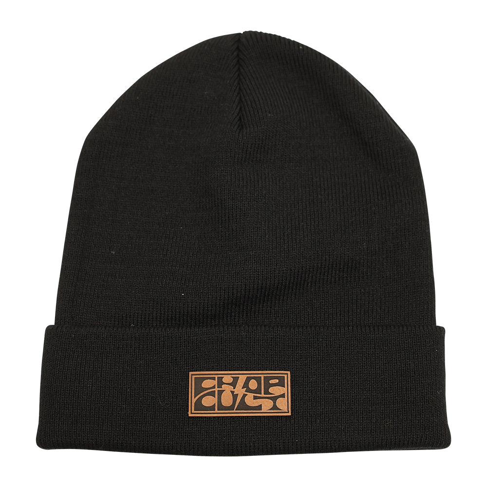 ChopCult logo Synthetic Leather patch Beanie - Black