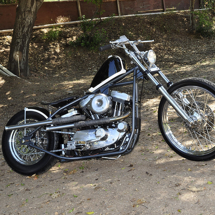 A photo of the sleek black, no-frills, bike discussed in this post. 