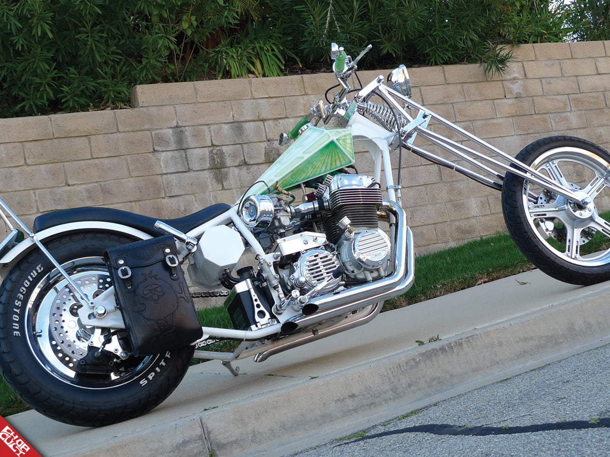 Green chopper motorcycle