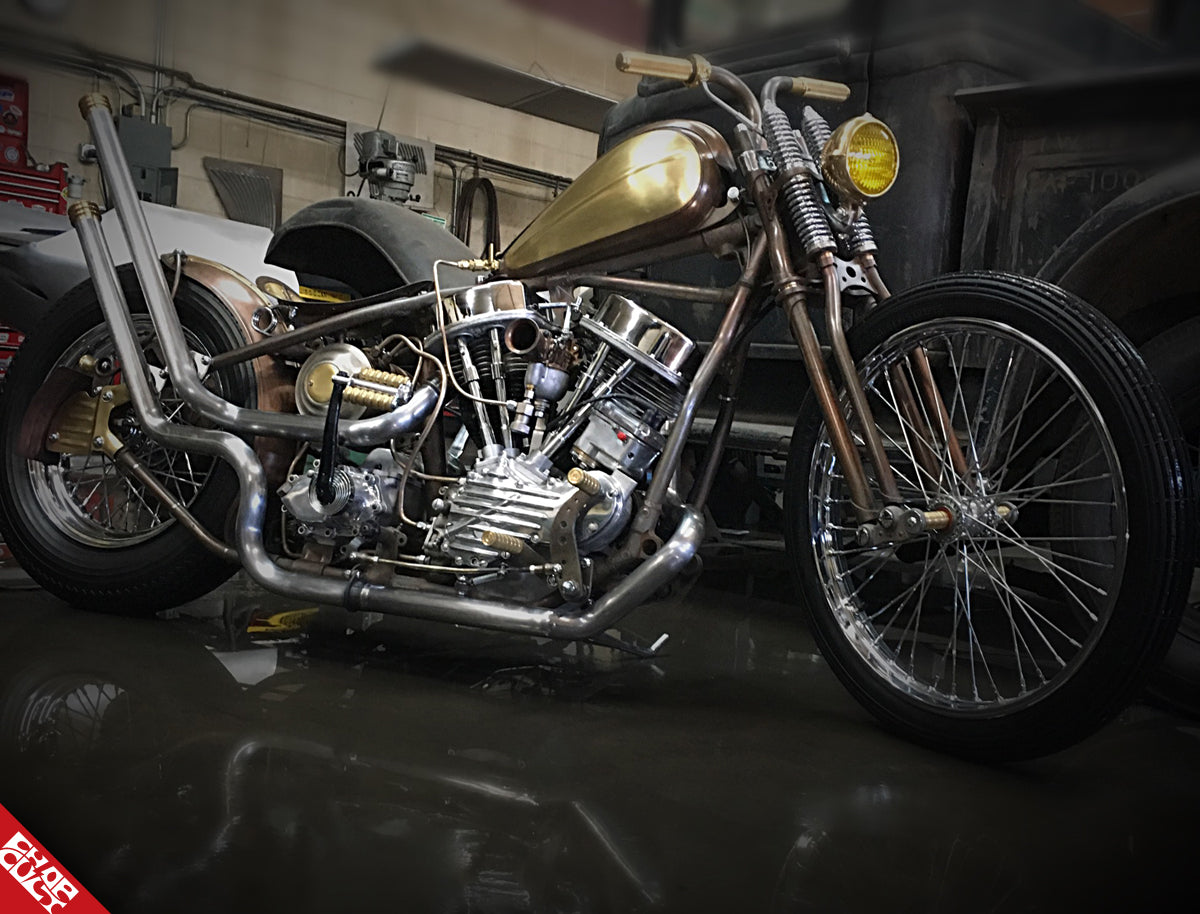 A photo of the right side of the gold bike discussed in this article