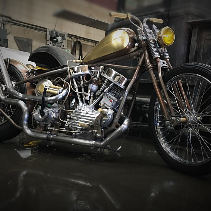 A photo of the right side of the gold bike discussed in this article