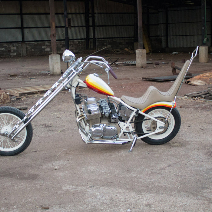 A photo of the cream chopper with yellow and red stripes discussed in this article