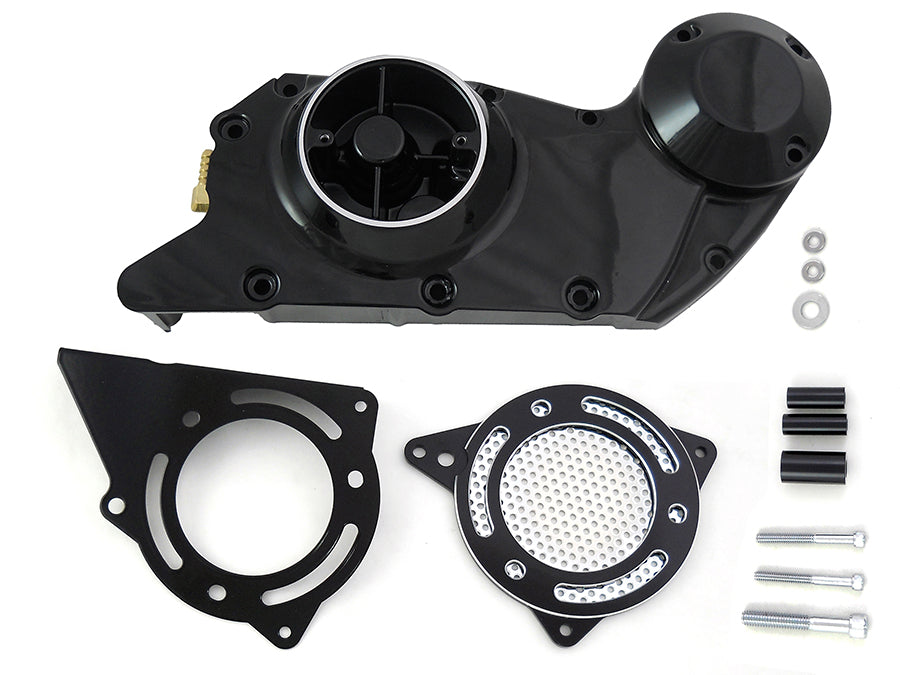 V-Twin Manufacturing Black Cam and Sprocket Cover Set