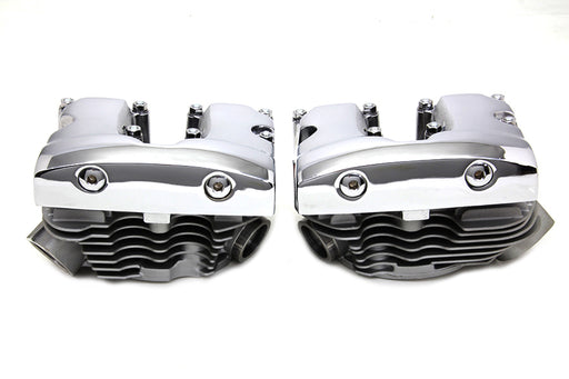 V-Twin Manufacturing Cylinder Head Set with Chrome Rocker Box
