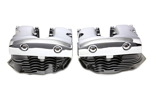 V-Twin Manufacturing Cylinder Head Set with Chrome Rocker Box