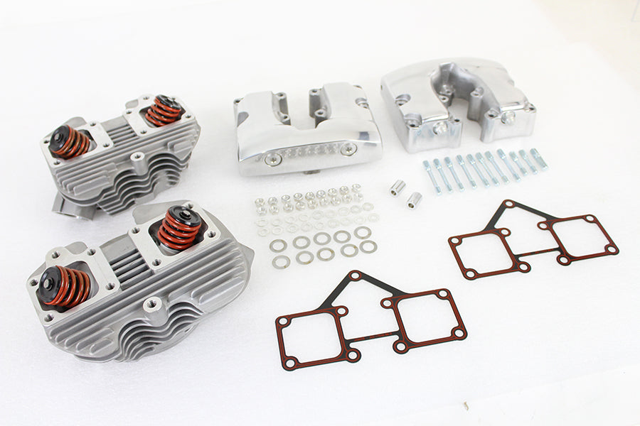 V-Twin Manufacturing Cylinder Head Set with Polished Rocker Box
