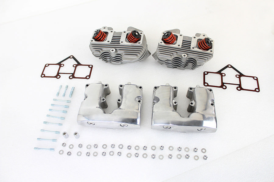 V-Twin Manufacturing Cylinder Head Set with Polished Rocker Box