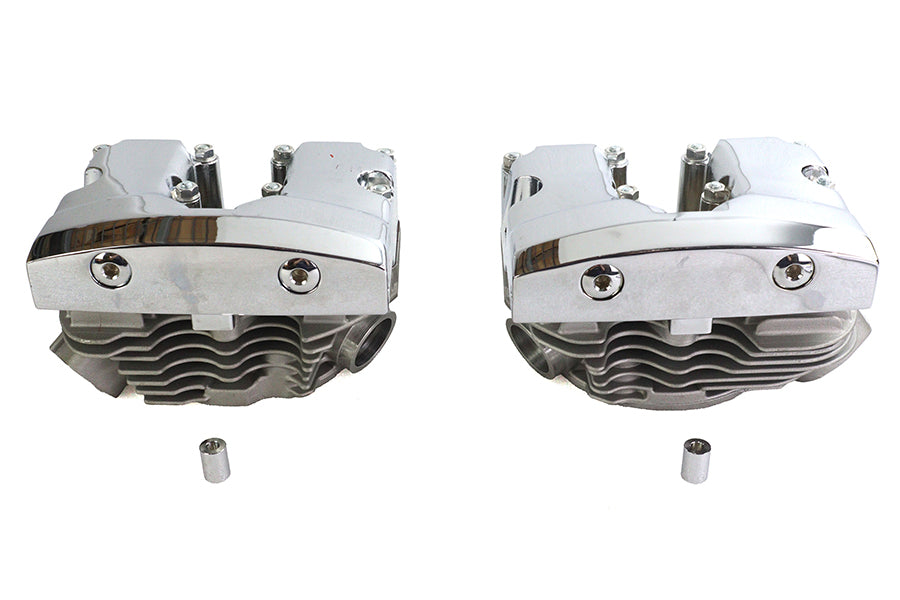 V-Twin Manufacturing Cylinder Head Set with Chrome Rocker Box