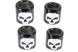 V-Twin Manufacturing Pushrod Cover Cup Set Black with Chrome Skull Design