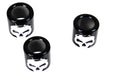V-Twin Manufacturing Pushrod Cover Cup Set Black with Chrome Skull Design - additional view 2
