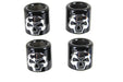 V-Twin Manufacturing Pushrod Cover Cup Set Black with Chrome Skull Design - additional view 4
