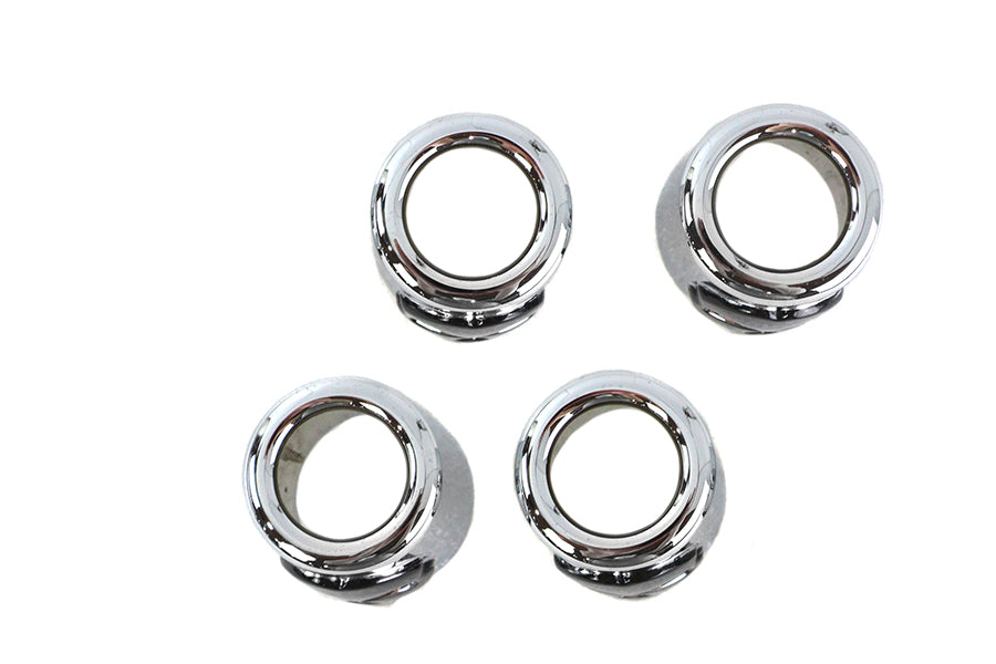 V-Twin Manufacturing Pushrod Cover Cup Set Chrome with Black Skull Design - additional view 2