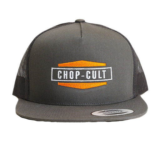 ChopCult 60s logo on grey hat straight on