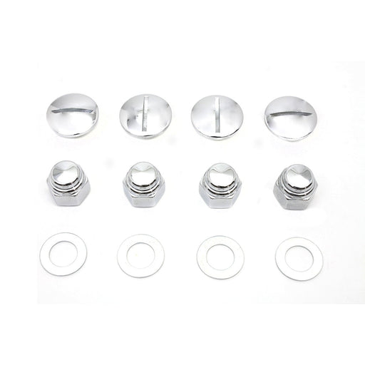 Rocker Arm Slotted Chrome Cover Plug Kit - V-Twin 2019-8 - Ironhead 1957-1985