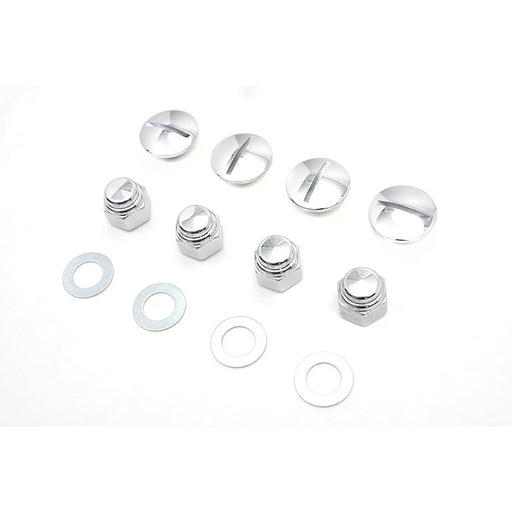 Rocker Arm Slotted Chrome Cover Plug Kit - V-Twin 2019-8 - Ironhead 1957-1985