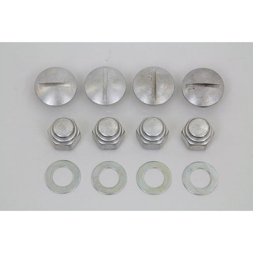 Rocker Arm Slotted Cadmium Cover Plug Kit - V-Twin 2020-8 - OEM 3 - Ironhead 1957-1985
