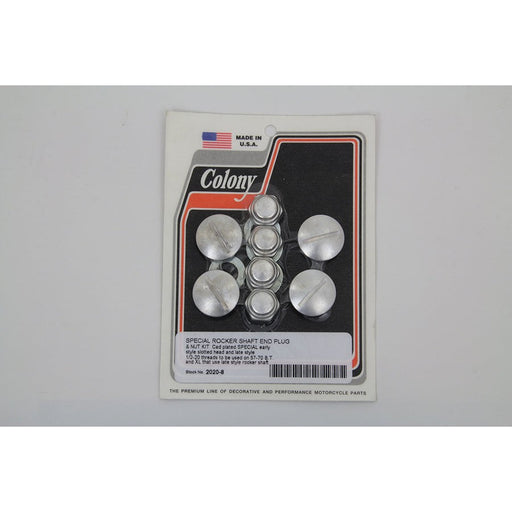 Rocker Arm Slotted Cadmium Cover Plug Kit - V-Twin 2020-8 - OEM 3 - Ironhead 1957-1985