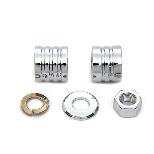 Front Axle Spacer Kit Groove Style Chrome - V-Twin 2021-5 - OEM 43683-00 - Twin Cam 2000-2006