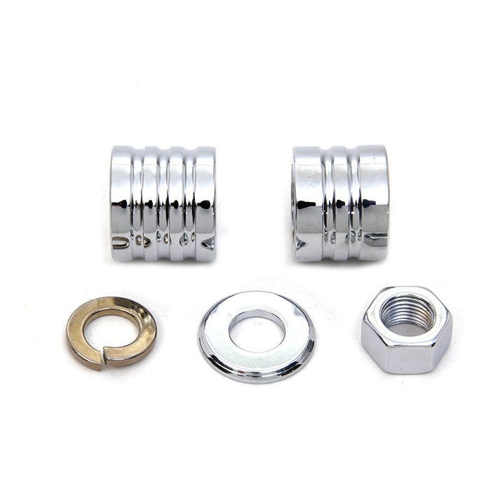 Front Axle Spacer Kit Groove Style Chrome - V-Twin 2021-5 - OEM 43683-00 - Twin Cam 2000-2006