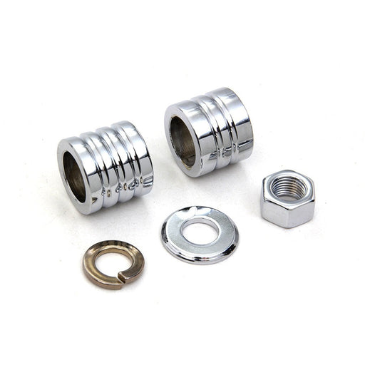 Front Axle Spacer Kit Groove Style Chrome - V-Twin 2021-5 - OEM 43683-00 - Twin Cam 2000-2006