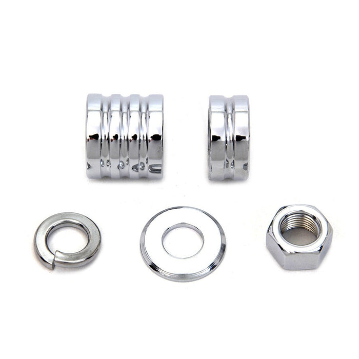 Front Axle Spacer Kit Groove Style Chrome - V-Twin 2029-5 - OEM 43617-00 - Twin Cam Softail 2000-2006