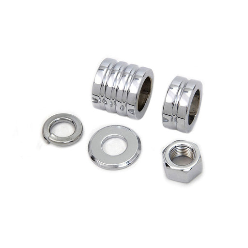 Front Axle Spacer Kit Groove Style Chrome - V-Twin 2029-5 - OEM 43617-00 - Twin Cam Softail 2000-2006