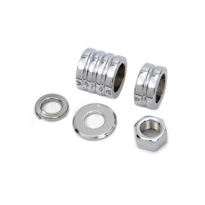 Front Axle Spacer Kit Groove Style Chrome - V-Twin 2029-5 - OEM 43617-00 - Twin Cam Softail 2000-2006