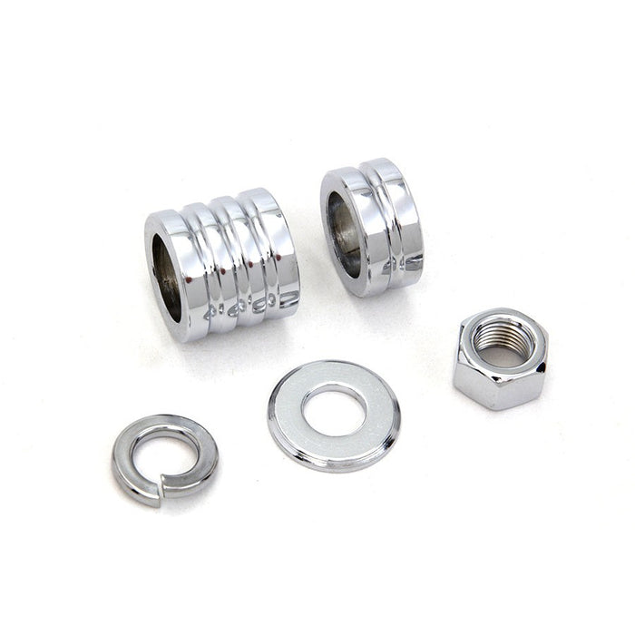 Front Axle Spacer Kit Groove Style Chrome - V-Twin 2029-5 - OEM 43617-00 - Twin Cam Softail 2000-2006