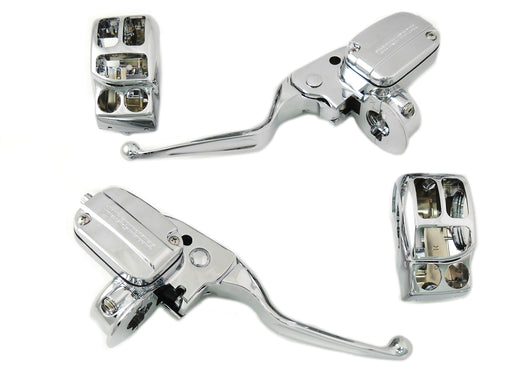 V-Twin Manufacturing Chrome Handlebar Control Kit with Hydraulic Clutch
