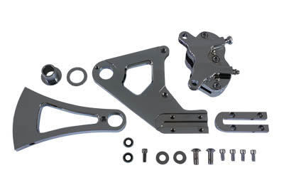 V-Twin Manufacturing Chrome Rear 4 Piston Caliper and Bracket Kit