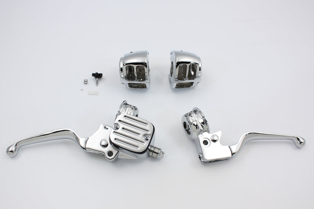 V-Twin Manufacturing Contour Style Chrome Handlebar Control Kit