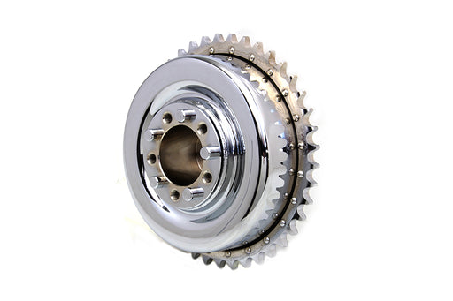 V-Twin Manufacturing Rear Brake Drum Chrome with Sprocket - additional view 2