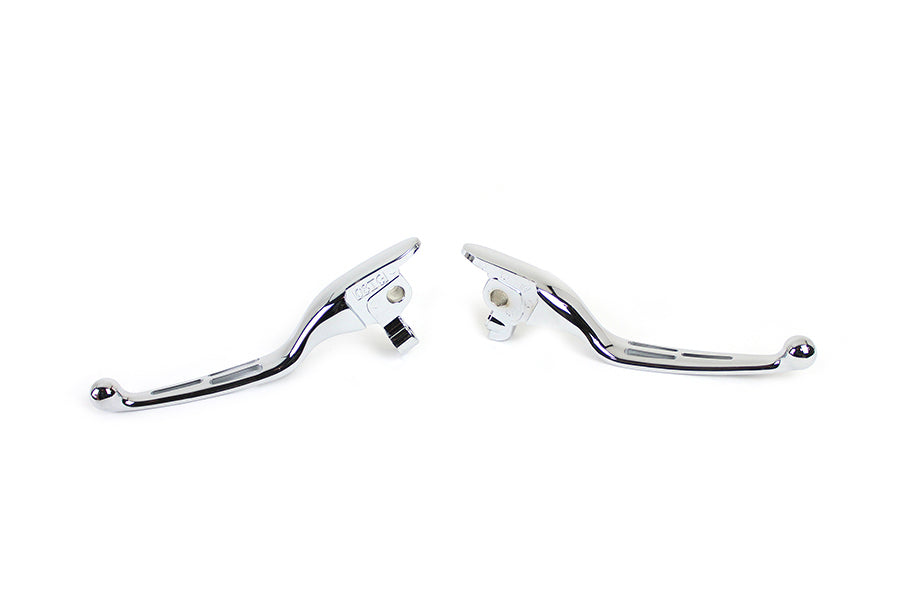V-Twin Manufacturing M8 Chrome 3-Slot Hand Lever Set with Pin