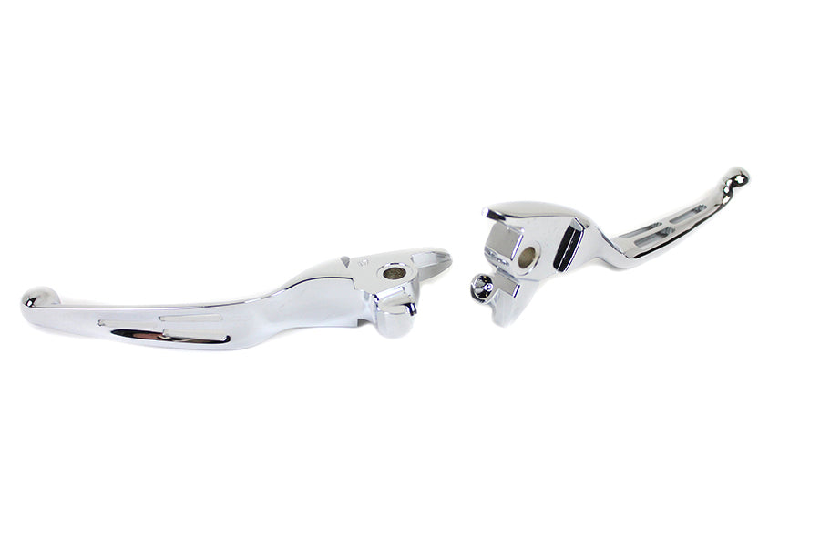 V-Twin Manufacturing M8 Chrome 3-Slot Hand Lever Set with Pin - additional view 2