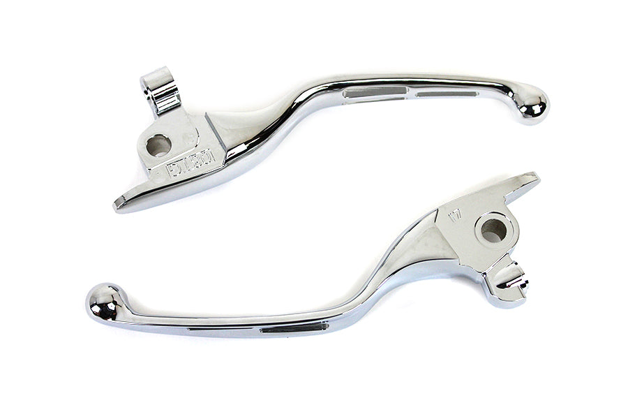 V-Twin Manufacturing M8 Chrome 3-Slot Hand Lever Set with Pin - additional view 3