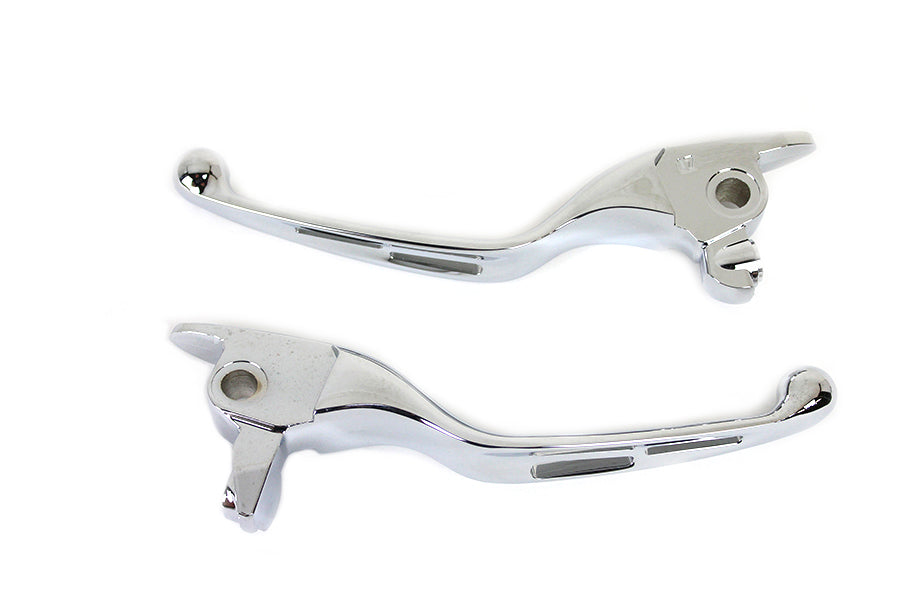 V-Twin Manufacturing M8 Chrome 3-Slot Hand Lever Set with Pin - additional view 4