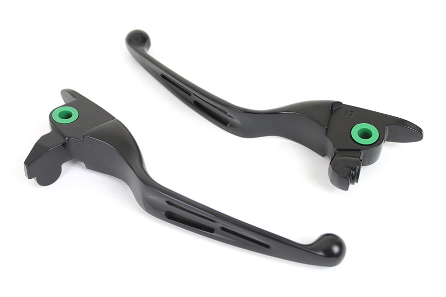 V-Twin Manufacturing M8 Matte Black 3-Slot Hand Lever Set