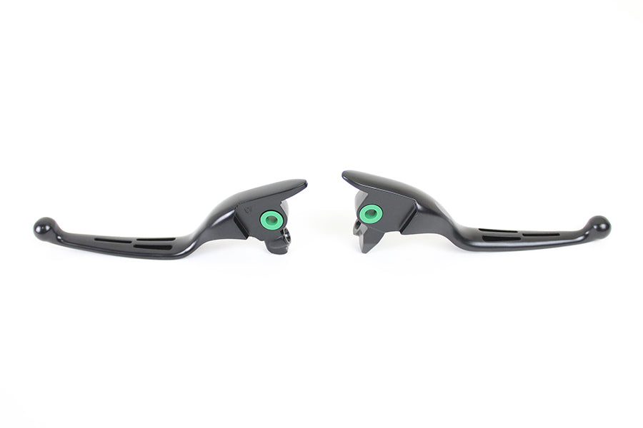 V-Twin Manufacturing M8 Matte Black 3-Slot Hand Lever Set - additional view 2