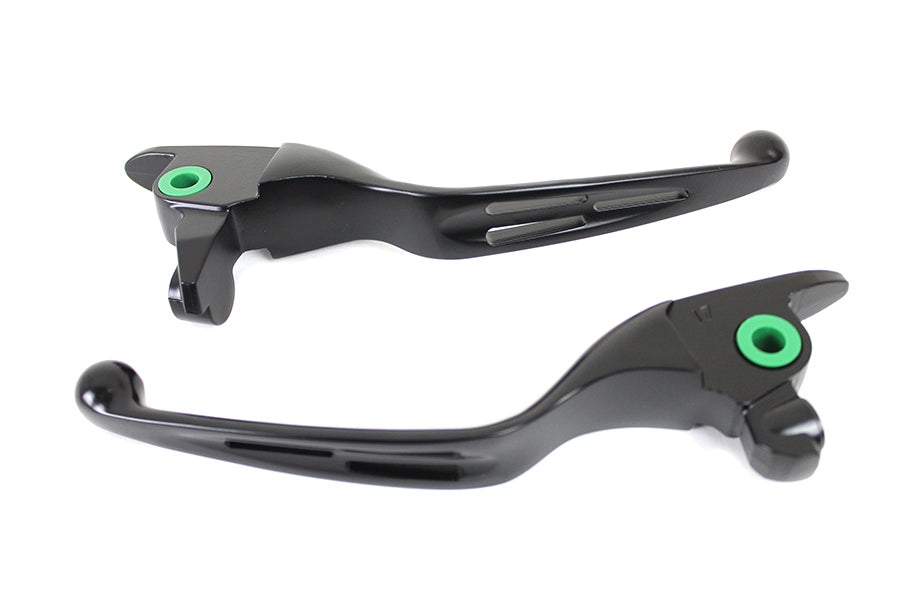 V-Twin Manufacturing M8 Matte Black 3-Slot Hand Lever Set - additional view 3