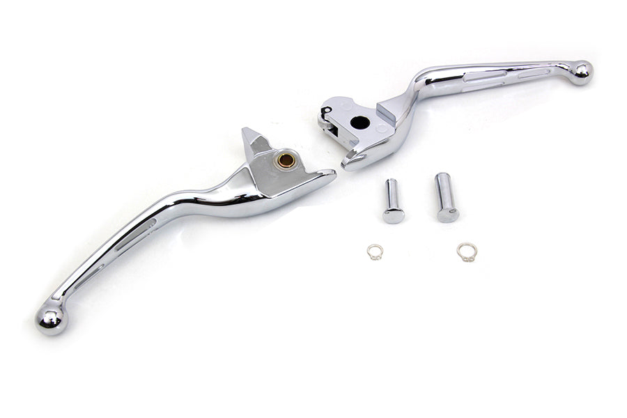 V-Twin Manufacturing Chrome 3-Slot Wide Hand Lever Set - additional view 3