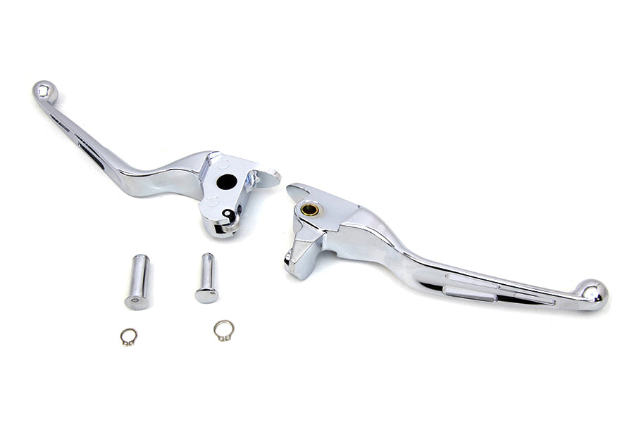 V-Twin Manufacturing Chrome 3-Slot Wide Hand Lever Set - additional view 4