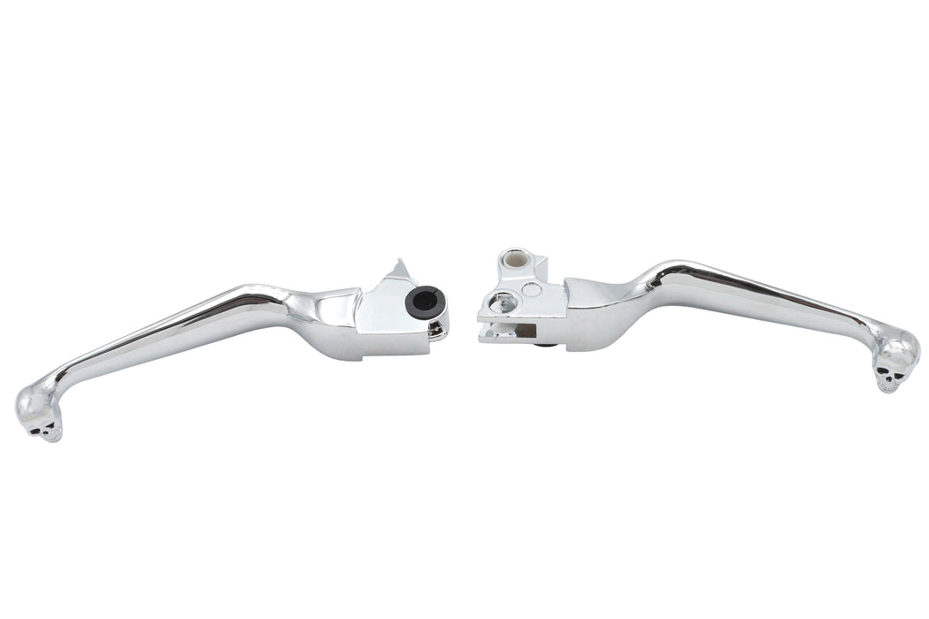 V-Twin Manufacturing Chrome Contour Hand Lever Set with Skull Ends - additional view 2