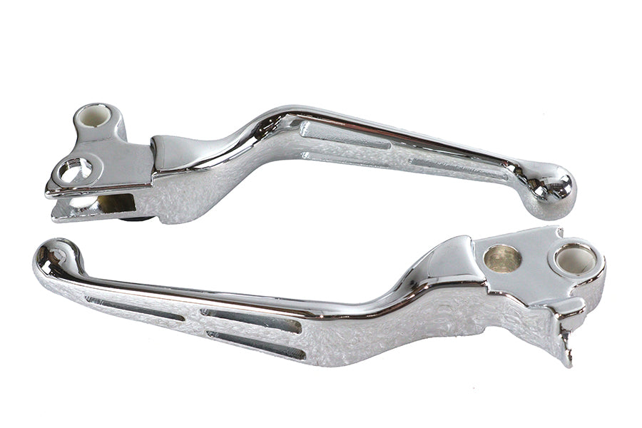 V-Twin Manufacturing Chrome Slotted Hand Lever Set