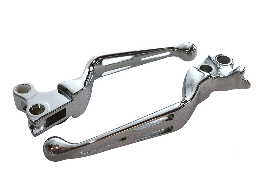 V-Twin Manufacturing Chrome Slotted Hand Lever Set - additional view 4