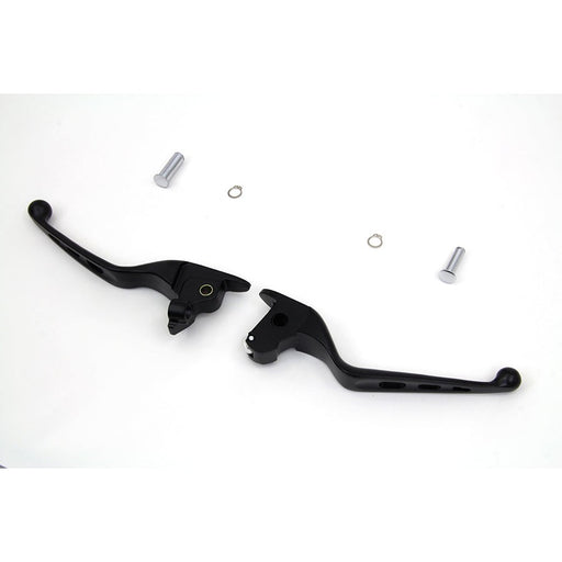 Black Drilled Hand Lever Set - MCM 053809 - Twin Cam Touring 2014-2016