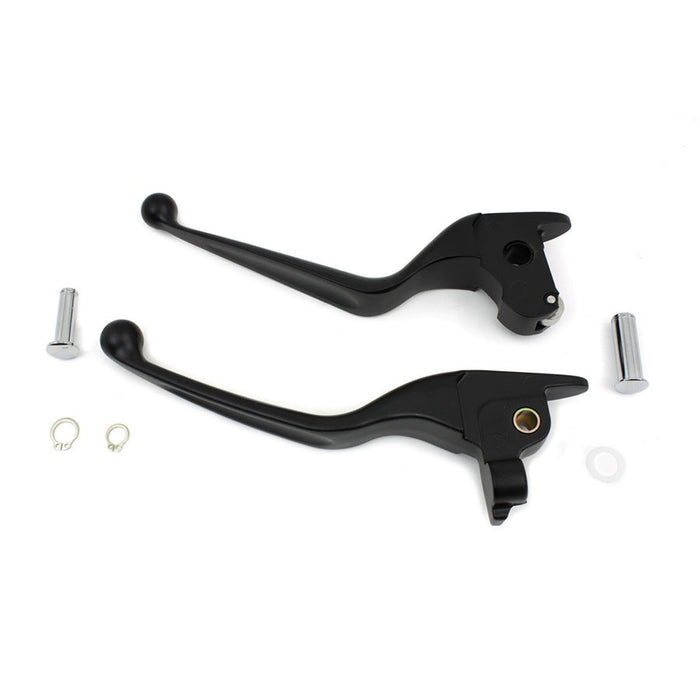Black Wide Tamer Hand Lever Set - V-Twin 26-0940 - OEM 36700064 - Twin Cam Touring 2014-2016