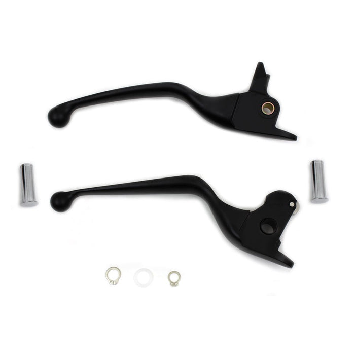 Black Wide Tamer Hand Lever Set - V-Twin 26-0940 - OEM 36700064 - Twin Cam Touring 2014-2016