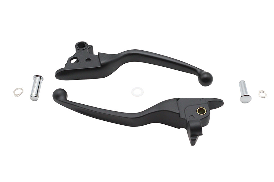 V-Twin Manufacturing Black Narrow Smooth Contour Hand Lever Set